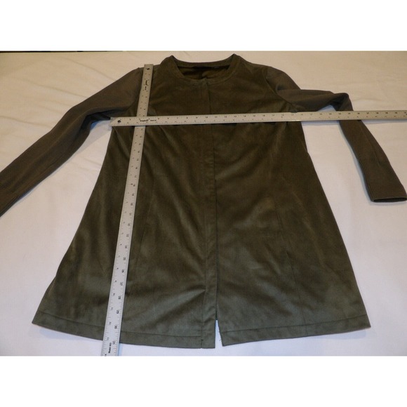 H by Halston Jacket Shacket Womens Green 12 Full Zip Olive Faux Suede - Picture 10 of 15